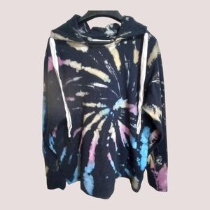Free People x Sandrine Rose Black Rainbow Tie-Dye Reggae Hoodie. Size M NWT